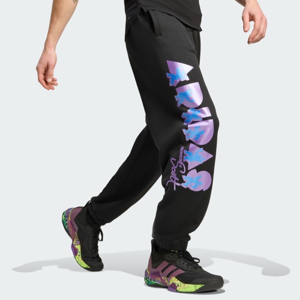 Jeremy Scott x Adidas Black Sweatpants with Purple Graphic